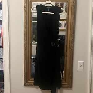 Lauren Ralph Lauren sleeveless merino black wrap sweater dress XS